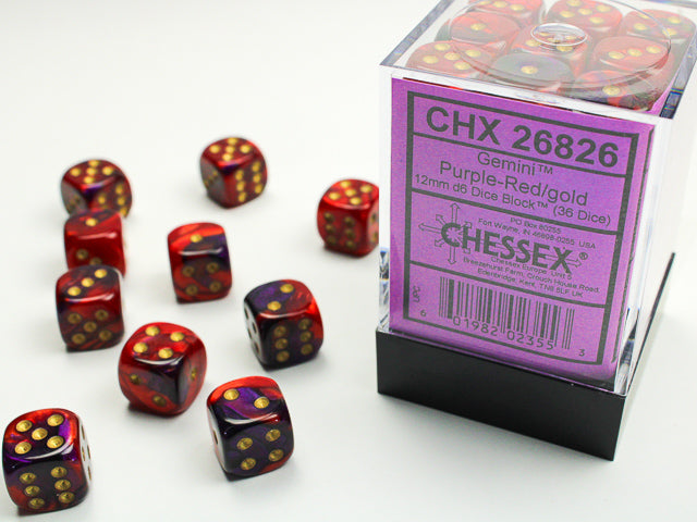 Gemini: 12mm D6 Purple Red/Gold (36) from Chessex image 1