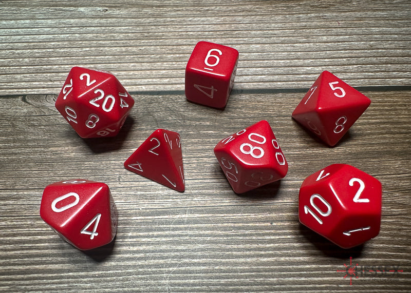 Opaque: Poly Set Red/White (7) from Chessex image 1