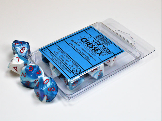Gemini 7: Poly D10 Astral Blue/White/Red (10) from Chessex image 1