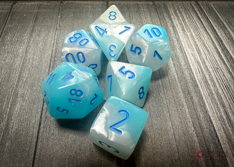 Gemini: Poly Pearl Turquoise-White/blue Luminary 7-Die Set from Chessex image 2