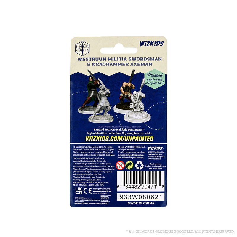 Critical Role Unpainted Miniatures: W02 Westruun Militia Swordsman & Kraghammer Axeman from WizKids image 5
